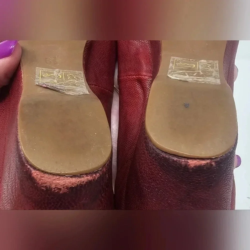 Jeffrey Campbell Ibiza Last Leather Slip On Wedge Size 6.5 Blood Orange